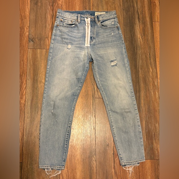 Pistola | Straight Leg Light Wash Button Fly Cropped Jeans - Picture 2 of 12
